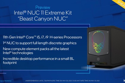 英特尔发布野兽峡谷NUC主机：十一代H45处理器，支持全尺寸RTX 3090显卡